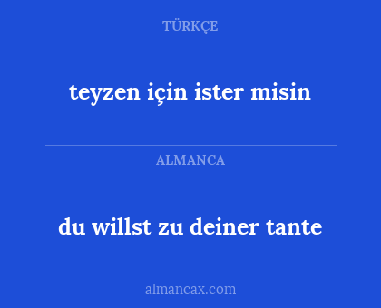 du willst zu deiner tante - teyzen için ister misin
