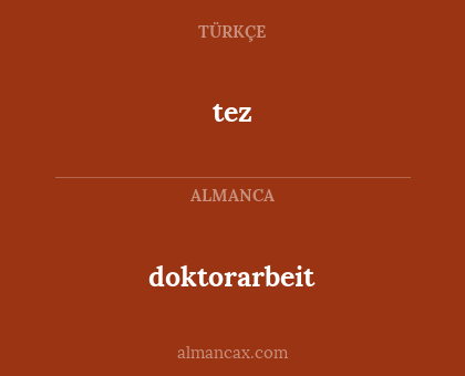 tez - doktorarbeit