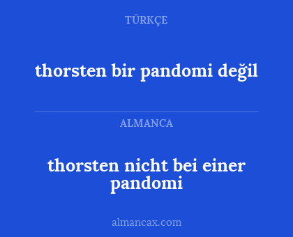 thorsten nicht bei einer pandomi - thorsten bir pandomi değil