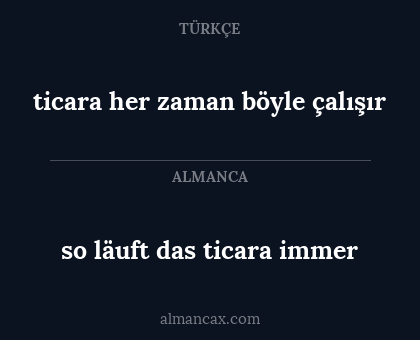 so läuft das ticara immer - ticara her zaman böyle çalışır