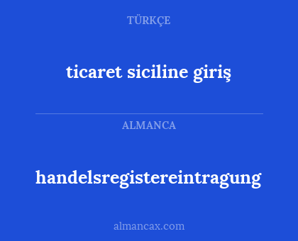ticaret siciline giriş - handelsregistereintragung