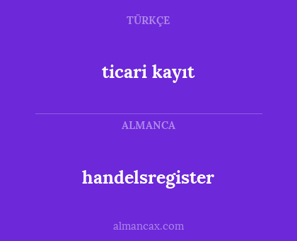 ticari kayıt - handelsregister