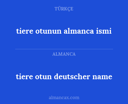 tiere otunun almanca ismi - tiere otun deutscher name
