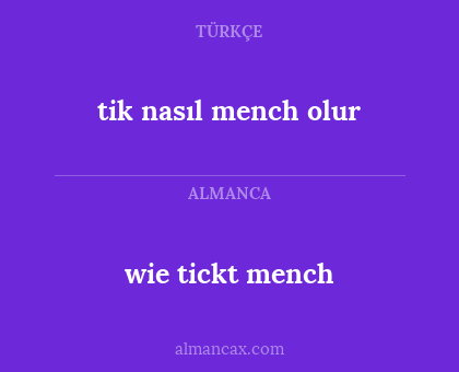 wie tickt mench - tik nasıl mench olur
