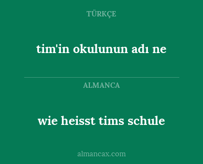 tim'in okulunun adı ne - wie heisst tims schule
