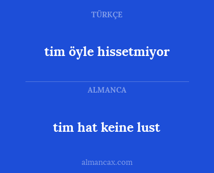 tim hat keine lust - tim öyle hissetmiyor