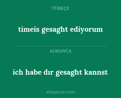 timeis gesaght ediyorum - ich habe dır gesaght kannst