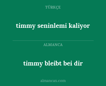 timmy seninlemi kaliyor - timmy bleibt bei dir