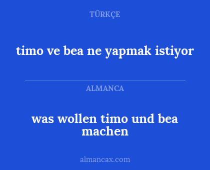 was wollen timo und bea machen - timo ve bea ne yapmak istiyor