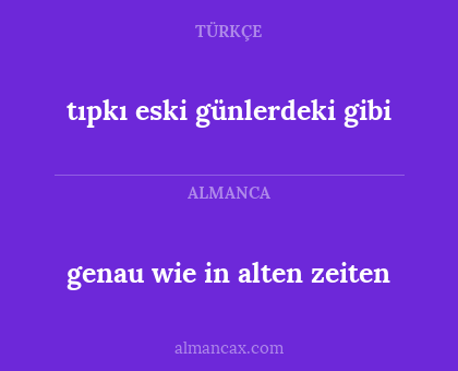 genau wie in alten zeiten - tıpkı eski günlerdeki gibi