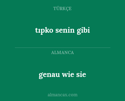 genau wie sie - tıpko senin gibi
