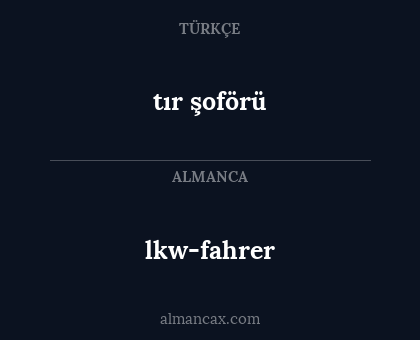 tır şoförü - lkw-fahrer