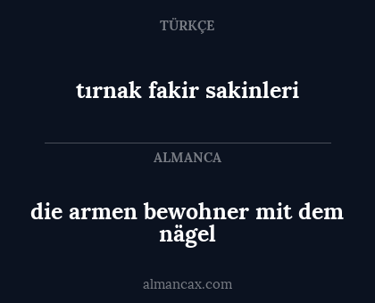 die armen bewohner mit dem nägel - tırnak fakir sakinleri