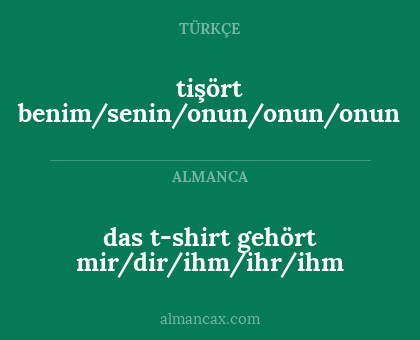 das t-shirt gehört mir/dir/ihm/ihr/ihm - tişört benim/senin/onun/onun/onun