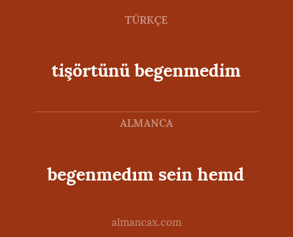 begenmedım sein hemd - tişörtünü begenmedim
