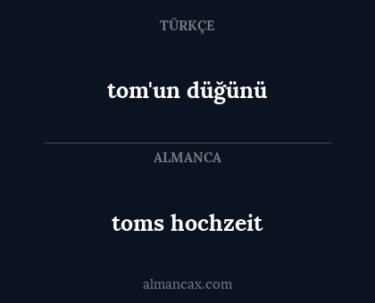 tom'un düğünü - toms hochzeit