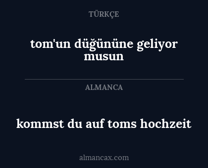 tom'un düğününe geliyor musun - kommst du auf toms hochzeit