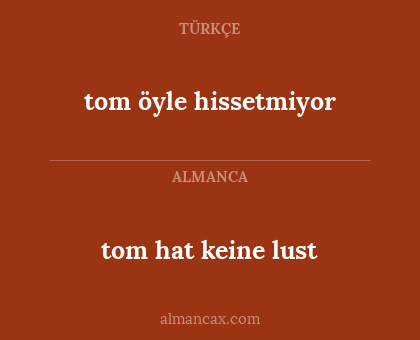 tom öyle hissetmiyor - tom hat keine lust