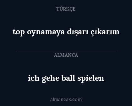 ich gehe ball spielen - top oynamaya dışarı çıkarım