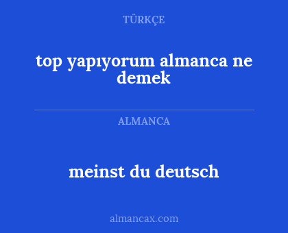 meinst du deutsch - top yapıyorum almanca ne demek