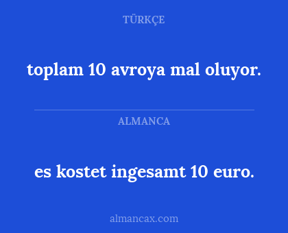 es kostet ingesamt 10 euro. - toplam 10 avroya mal oluyor.