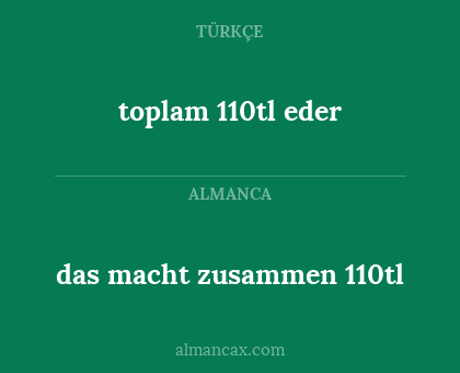 das macht zusammen 110tl - toplam 110tl eder