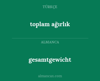 gesamtgewicht - toplam ağırlık