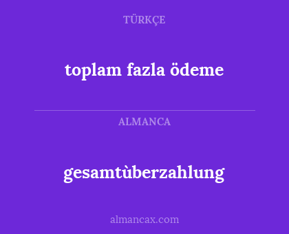 toplam fazla ödeme - gesamtùberzahlung