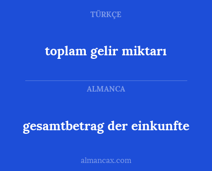 gesamtbetrag der einkunfte - toplam gelir miktarı