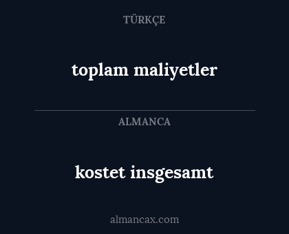 kostet insgesamt - toplam maliyetler