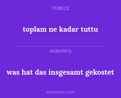 toplam ne kadar tuttu - was hat das insgesamt gekostet