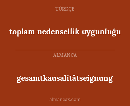 gesamtkausalitätseignung - toplam nedensellik uygunluğu