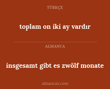 insgesamt gibt es zwölf monate - toplam on iki ay vardır