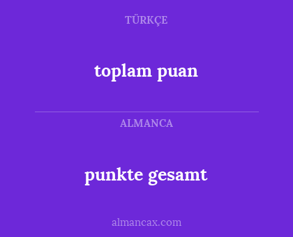 punkte gesamt - toplam puan