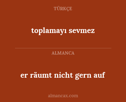 toplamayı sevmez - er räumt nicht gern auf