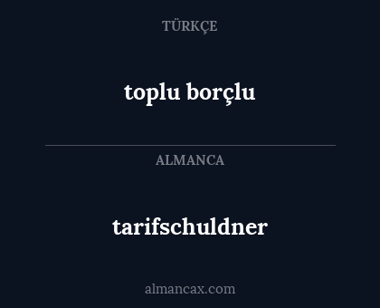 tarifschuldner - toplu borçlu