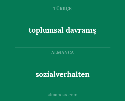 sozialverhalten - toplumsal davranış