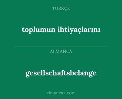 gesellschaftsbelange - toplumun ihtiyaçlarını