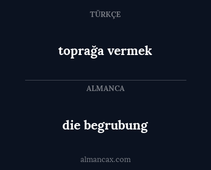 die begrubung - toprağa vermek