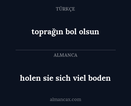 holen sie sich viel boden - toprağın bol olsun