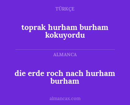 die erde roch nach hurham burham - toprak hurham burham kokuyordu