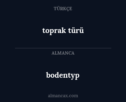 toprak türü - bodentyp