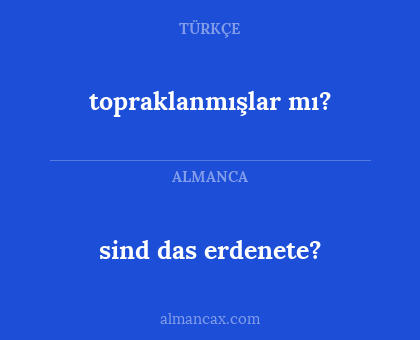 topraklanmışlar mı? - sind das erdenete?