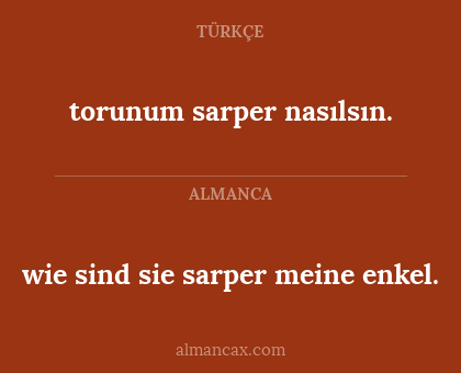 torunum sarper nasılsın. - wie sind sie sarper meine enkel.