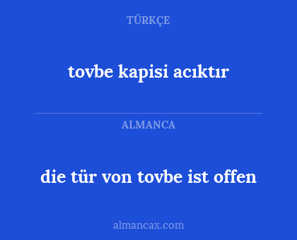 die tür von tovbe ist offen - tovbe kapisi acıktır