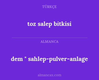 toz salep bitkisi - dem " sahlep-pulver-anlage