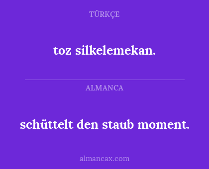 toz silkelemekan. - schüttelt den staub moment.