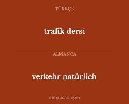 trafik dersi - verkehr natürlich