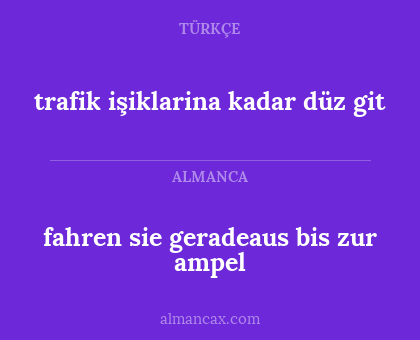 fahren sie geradeaus bis zur ampel - trafik işiklarina kadar düz git