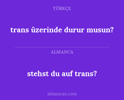 stehst du auf trans? - trans üzerinde durur musun?